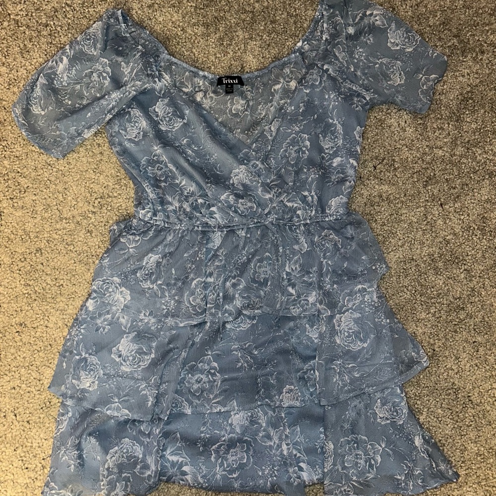 Blue Floral Wrap Dress